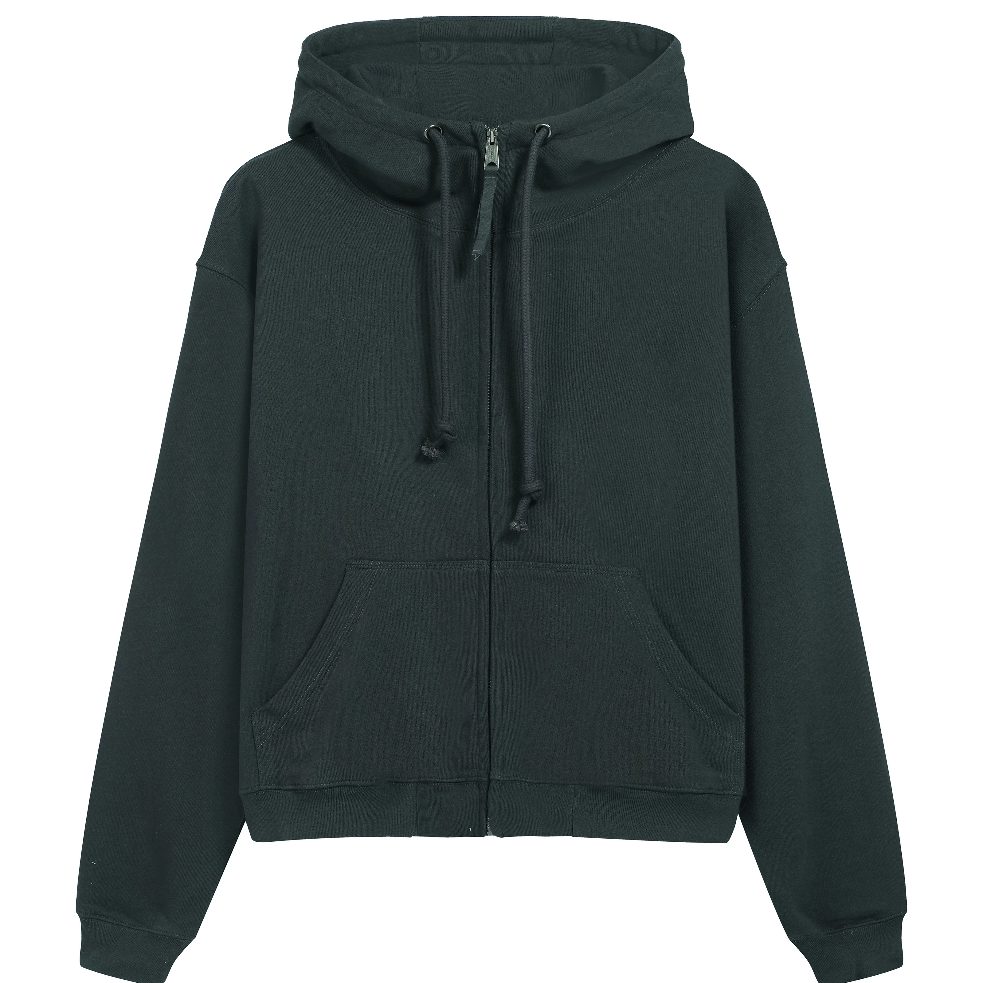 Embroidered digital zipper hooded sweatshirt 3061