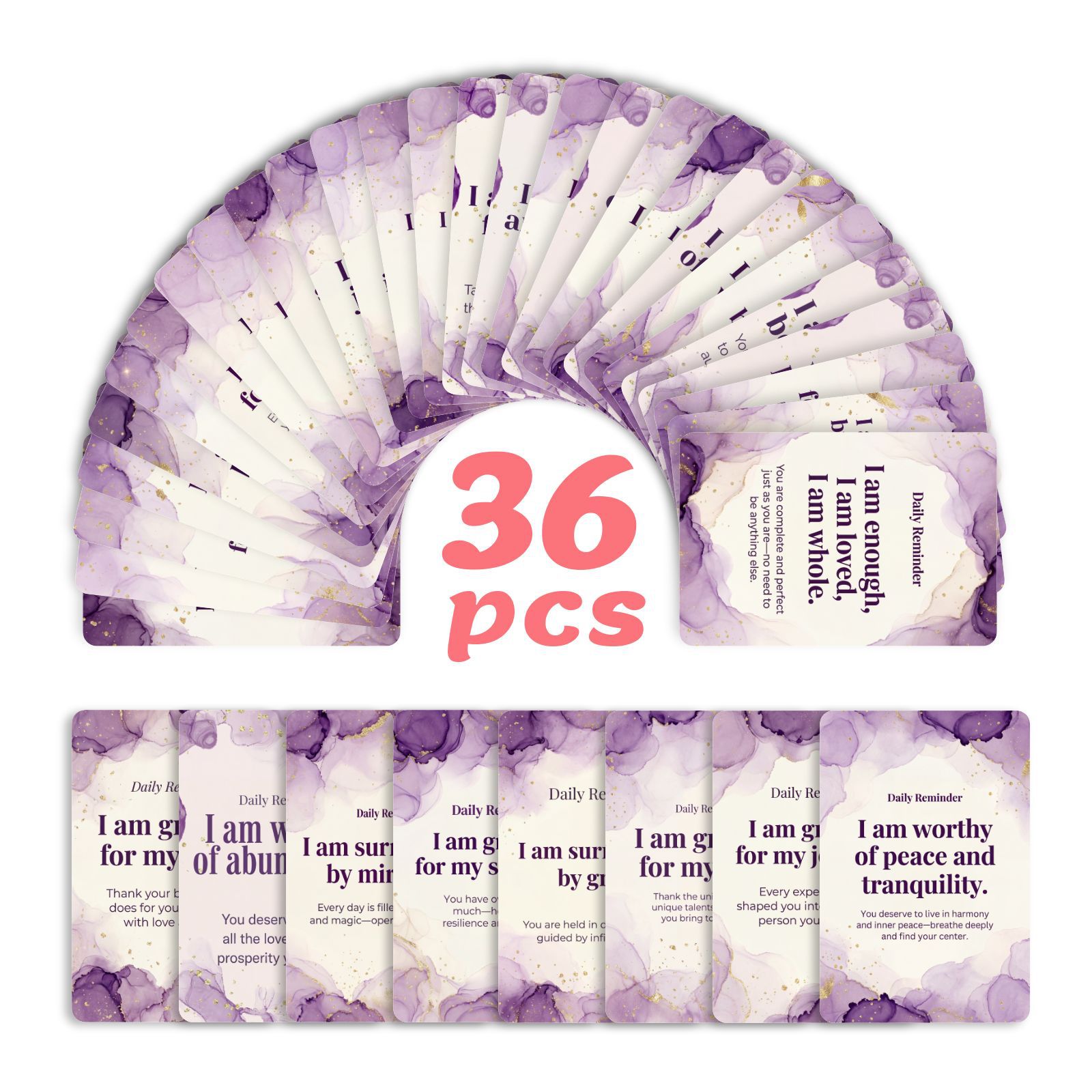 36 Purple Cards for Women, Inspirational Spiritual Safe Havens, Modern Minimalist Design Cards, Positive Affirmation Cards for Women