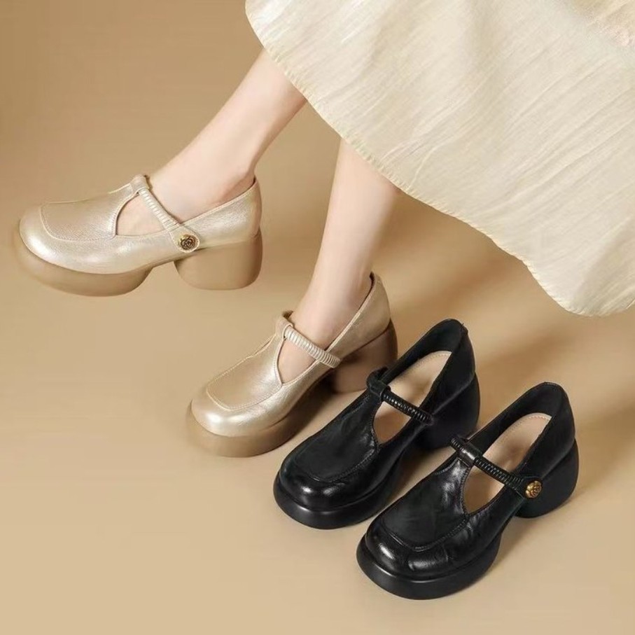 French-Style Mary Jane Shoes for Women, 2026 Spring and Autumn New British Style, Thick-Soled, Chunky Heel, Comfortable, Soft-Soled, Shallow-Mouthed Single Shoes