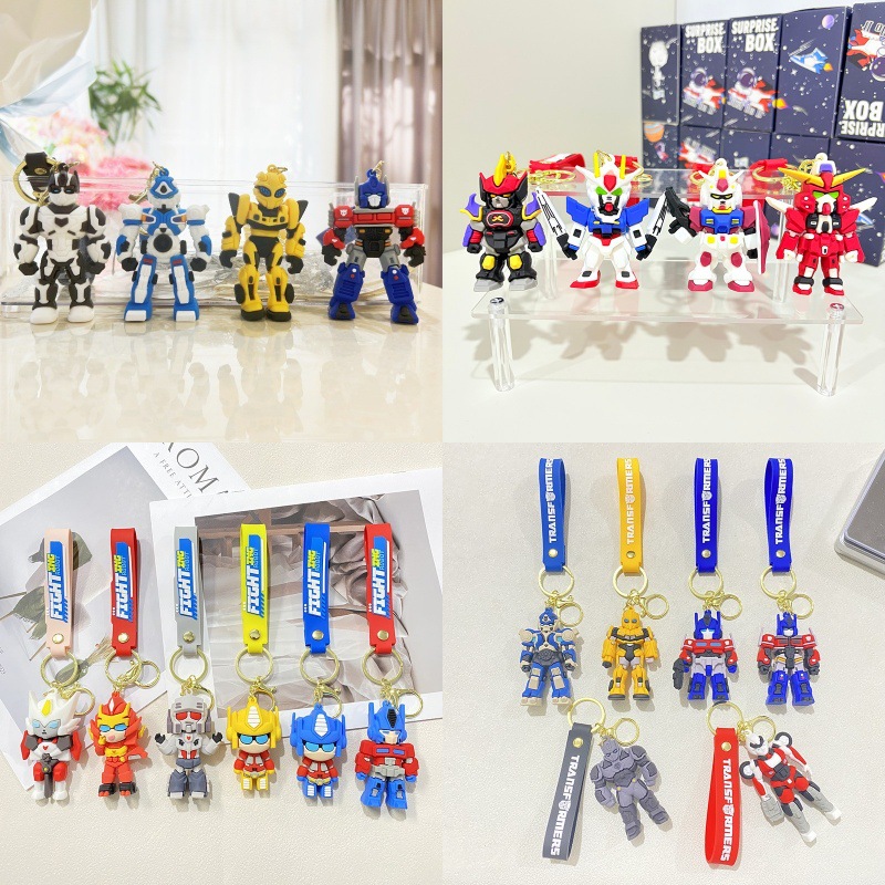 Transformers Optimus Prime Bumblebee Gundam Robot 3D Figure Car Keychain Pendant Decoration Gift