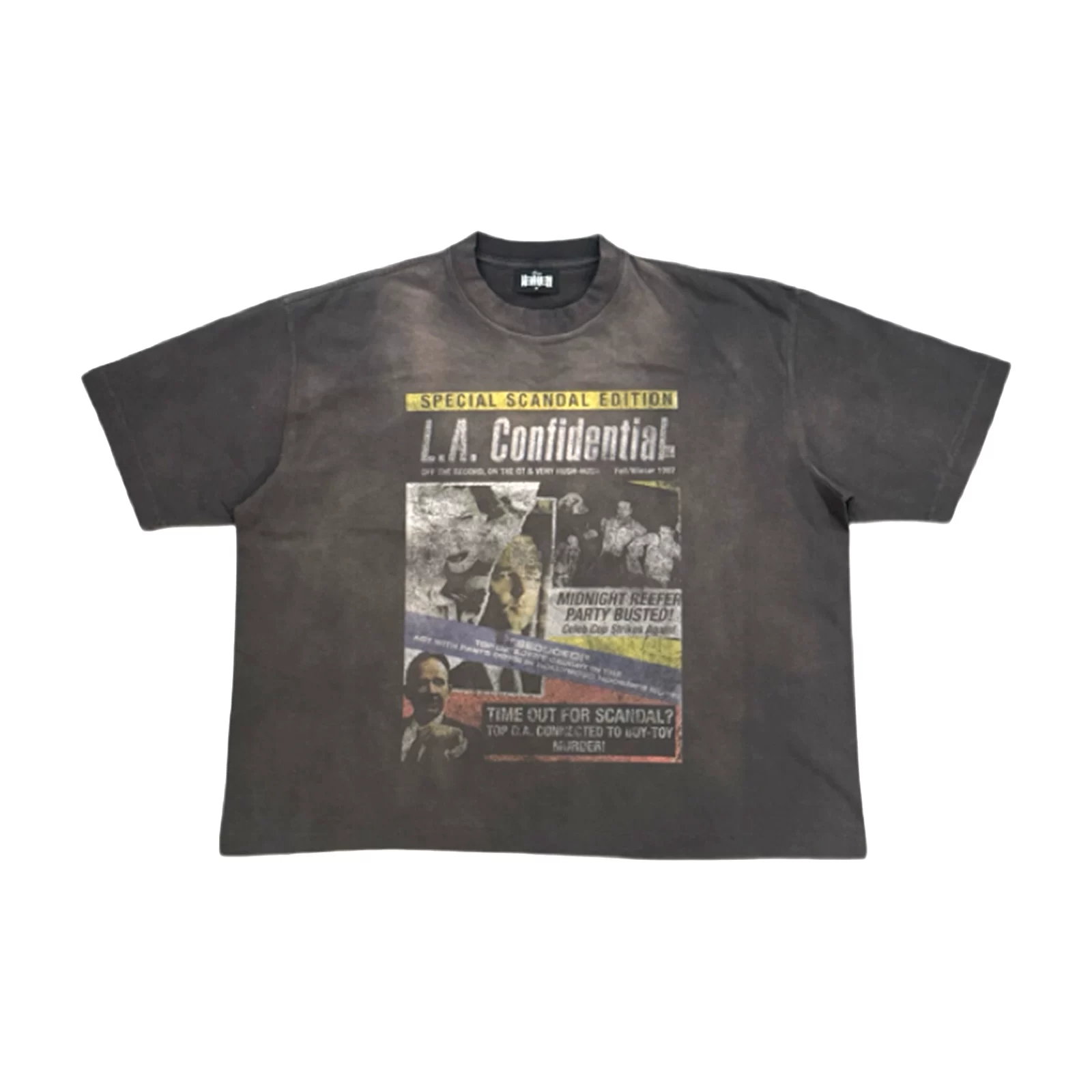 HEAVENKNOWS NEW VINTAGE 230G cylindrical cloth washed cement dyed short sleeved L.A