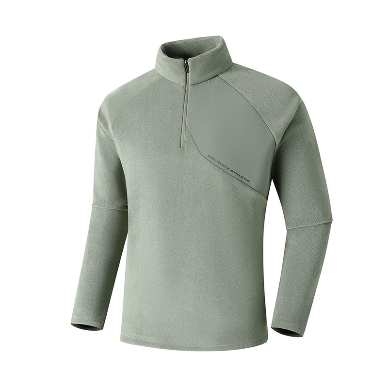 Affordable Alternative to Outdoor Sports Casual Solid Color Stand Collar Men's Long-Sleeve Base Layer Shirt, New Spring and Autumn Half-Zip Fleece Top