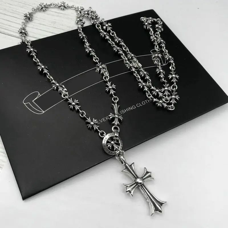925 Silver Cross Retractable Necklace Minimalist Easiest for match Men and Women Couple Ins Fancy Sweater Chain Gift for Girlfriend