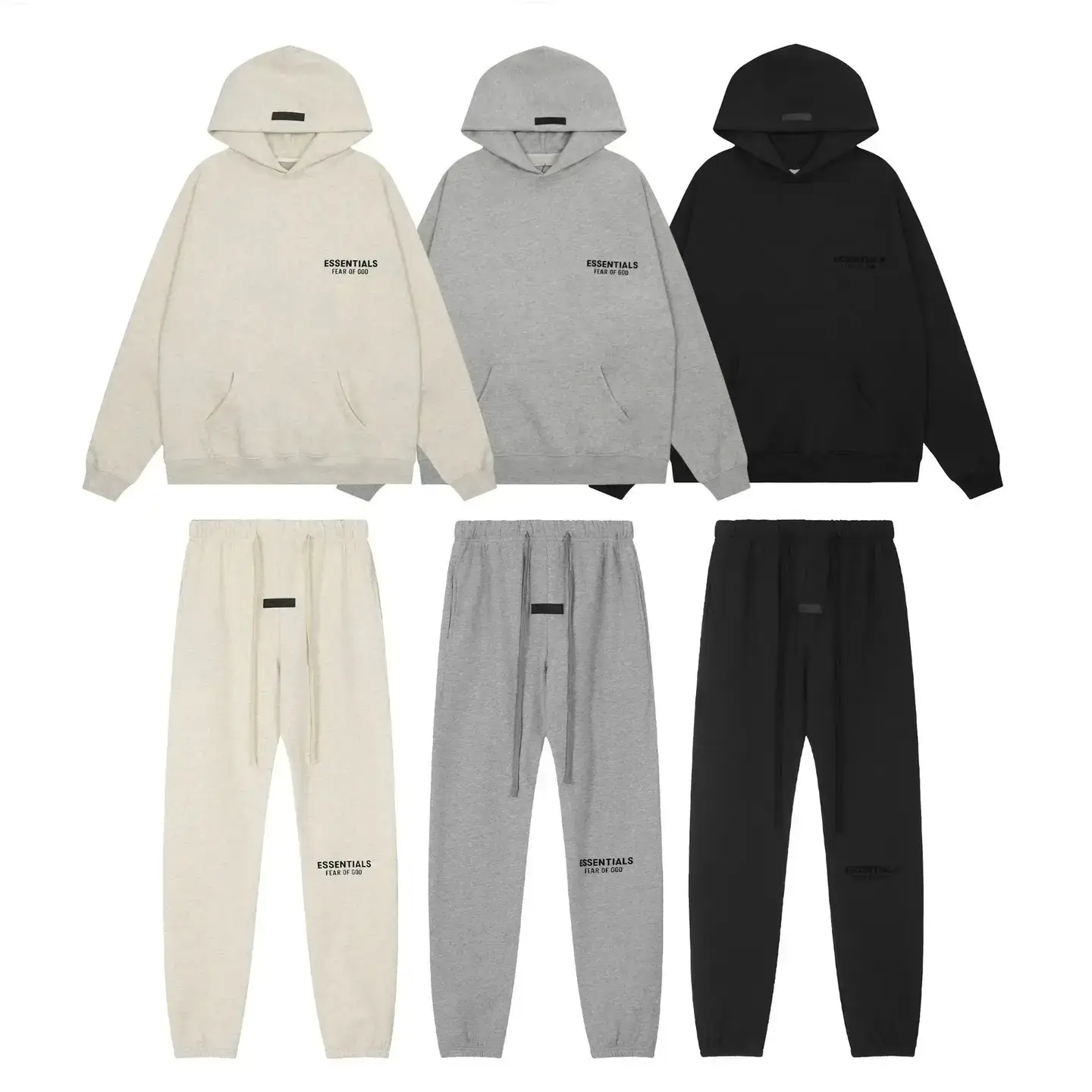 ESSENTIALS Fear of God FOG high quality Imported Flocking Hot Stamping fleece-lined Hoodie Sweater Pants