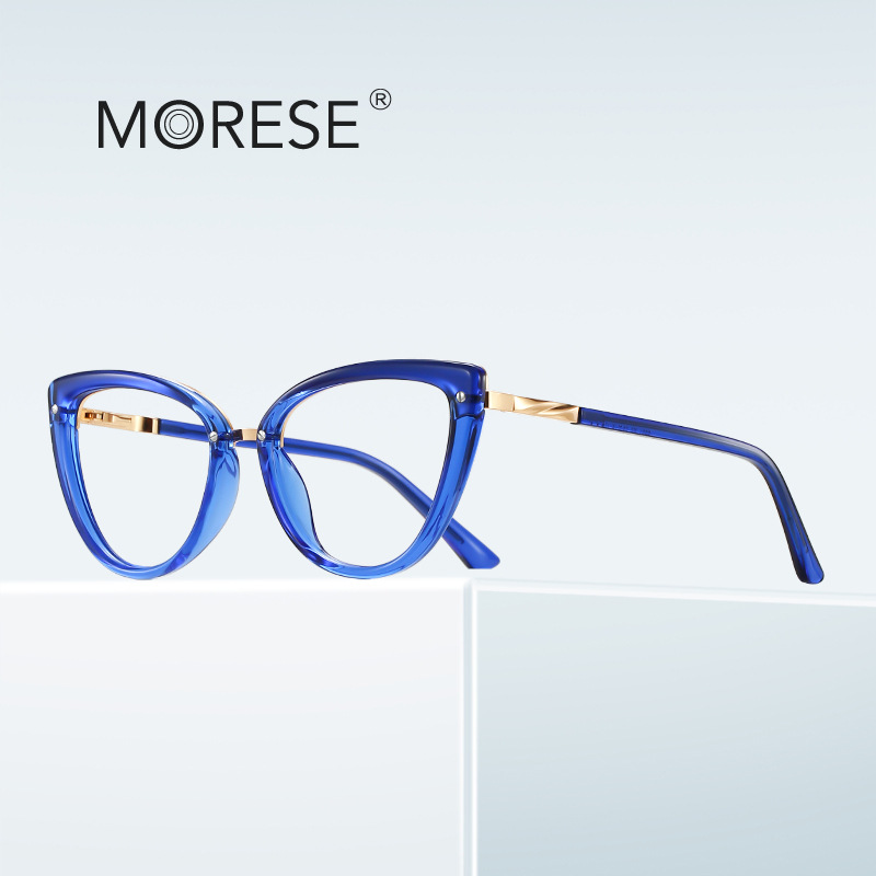 TR90 new anti-blue light glasses 2221 trend cross-border cat's eye flat mirror foreign trade spring optical frame women's in stock