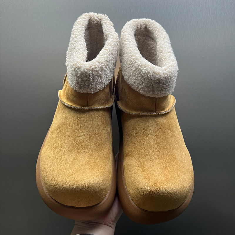 Winter New Style Thickened Fleece-Lined Men's Martin Boots, Birkenstock-Style Thick-Soled Snow Boots, Trendy Small Potato Cotton Shoes