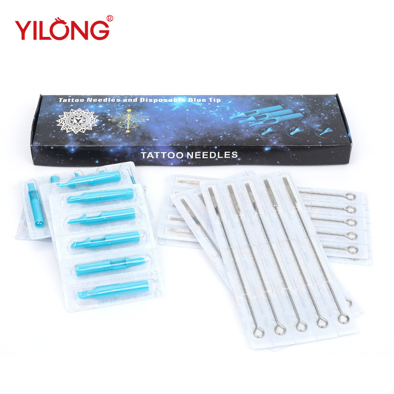 Yilong Tattoo Equipment Tattoo Needles with Blue Tips Mixed Set Cross-Border Promotion Cross-Border Direct Sales Beauty Products