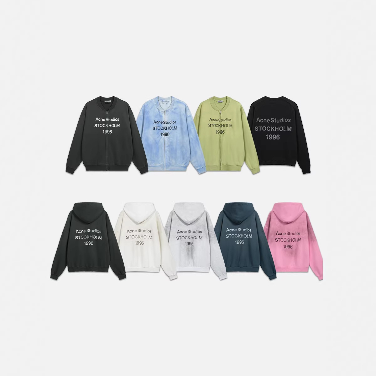 25 Cross-Border Trendy Brand Ac1996 Letter Logo Print Brushed Washed Vintage Light Luxury Unisex Loose Hooded Sweatshirt