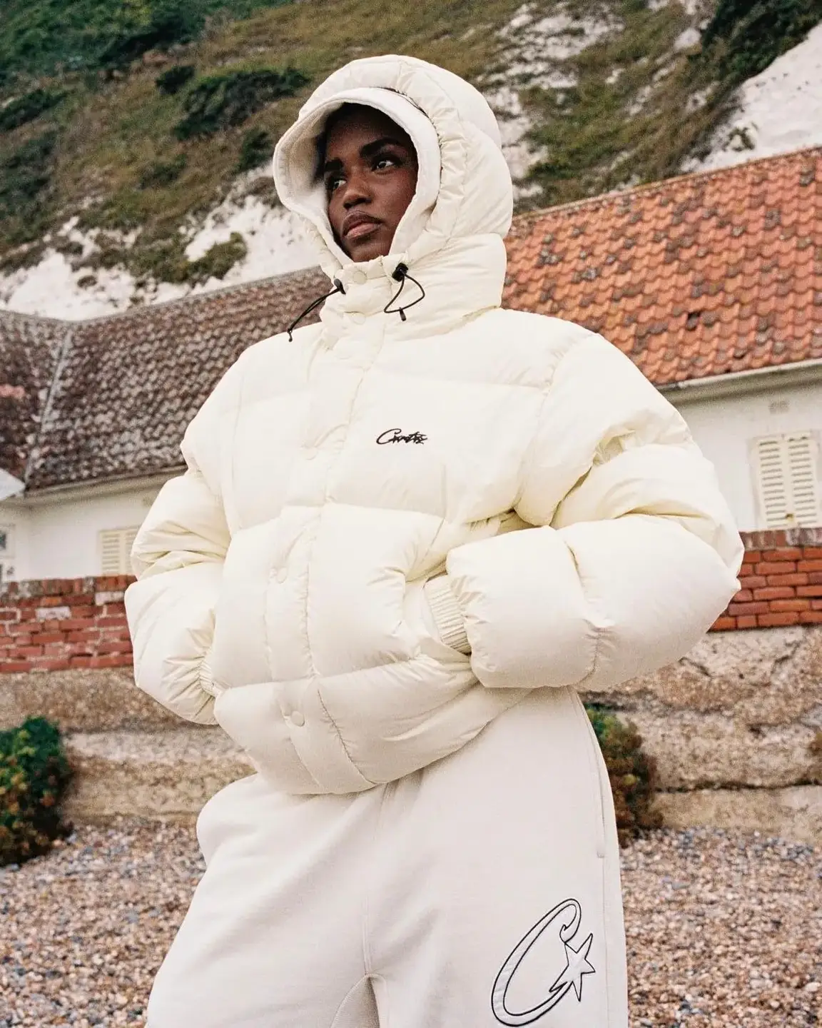 Corteiz Hooded Small Label Embroider down Jacket Ukdripdrill Fashion Star Same Style Hip-Hop Street