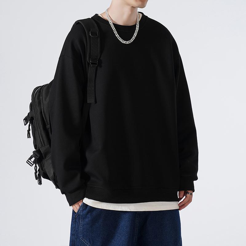 Heavy American Round Neck Sweatshirt Men's Autumn and Winter New Fashionable High Street Jacket Loose Plus Large Size Men's Wear