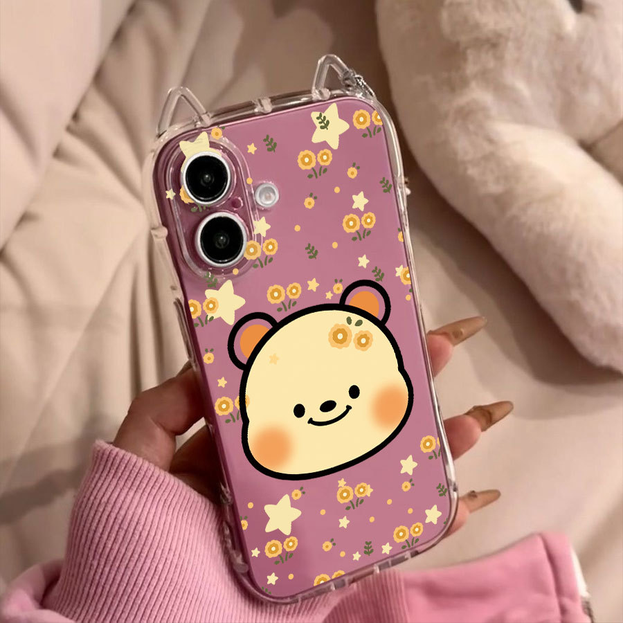 Butter Bear for Apple 15 15promax Cat Ear Mobile Phone Case New Explosions 11 12 Transparent 14p