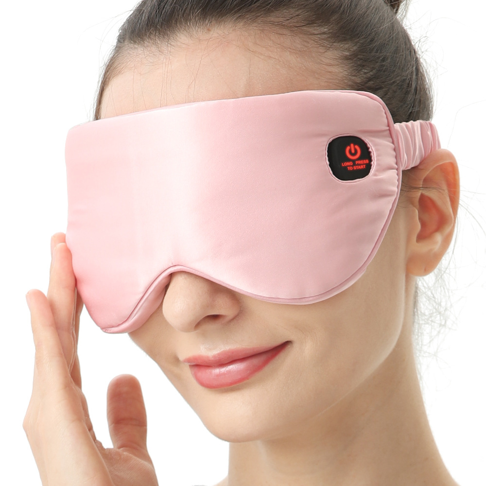 Silk Eye Mask, Wireless Heating Eye Mask with 2-Level Temperature Control, Built-In Lithium Battery, Steam Hot Compress Eye Mask, Detachable