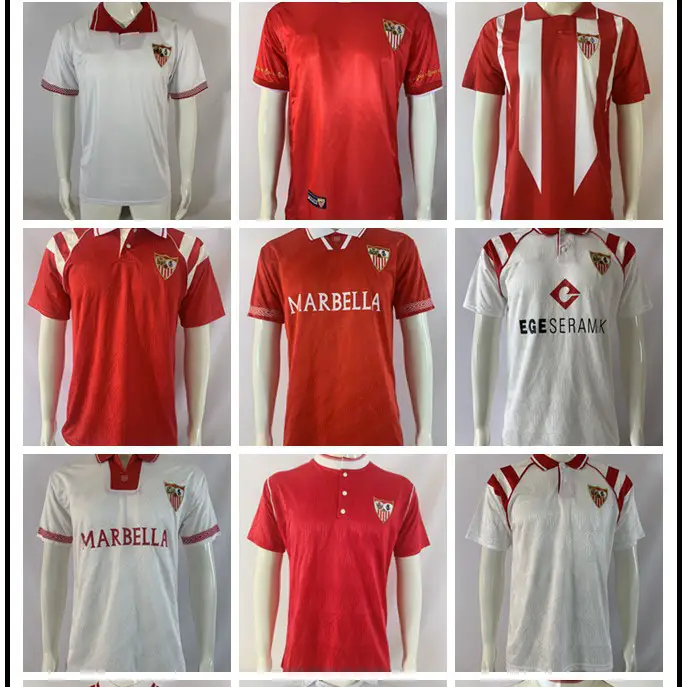 Source factory direct sale La Liga gold vintage Sevilla adult short-sleeved single top sports soccer jersey
