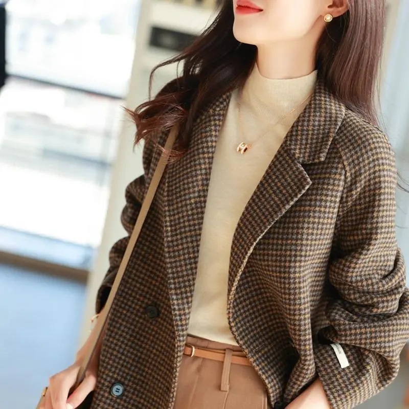 Autumn 2023 New Fashion Sweet Korean Loose Casual Slimming Western Style All-match Mid-length Woolen Coat Trendy