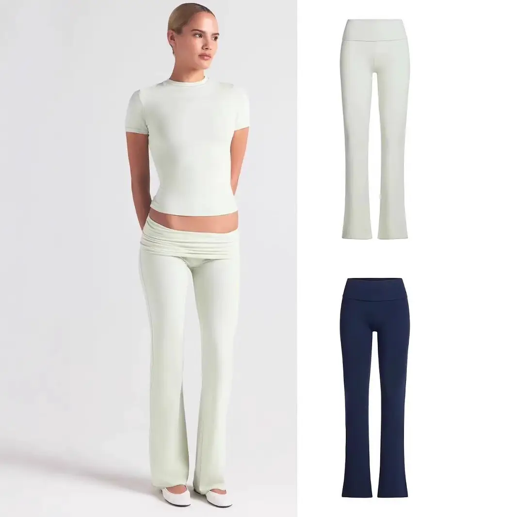 25 New Colors Skims Kardashian Cotton Jersey Foldover Casual Flared Long Pants Yoga Pants