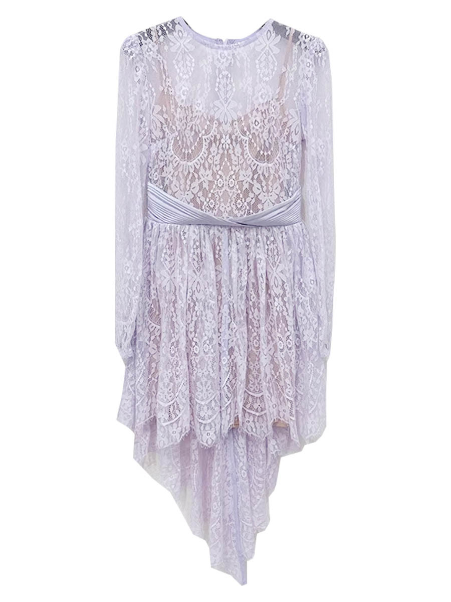 Sp2025 New Summer Style Zhao Liying's Same Lace Skirt Design See-Through Long-Sleeved Slim Lady Skirt