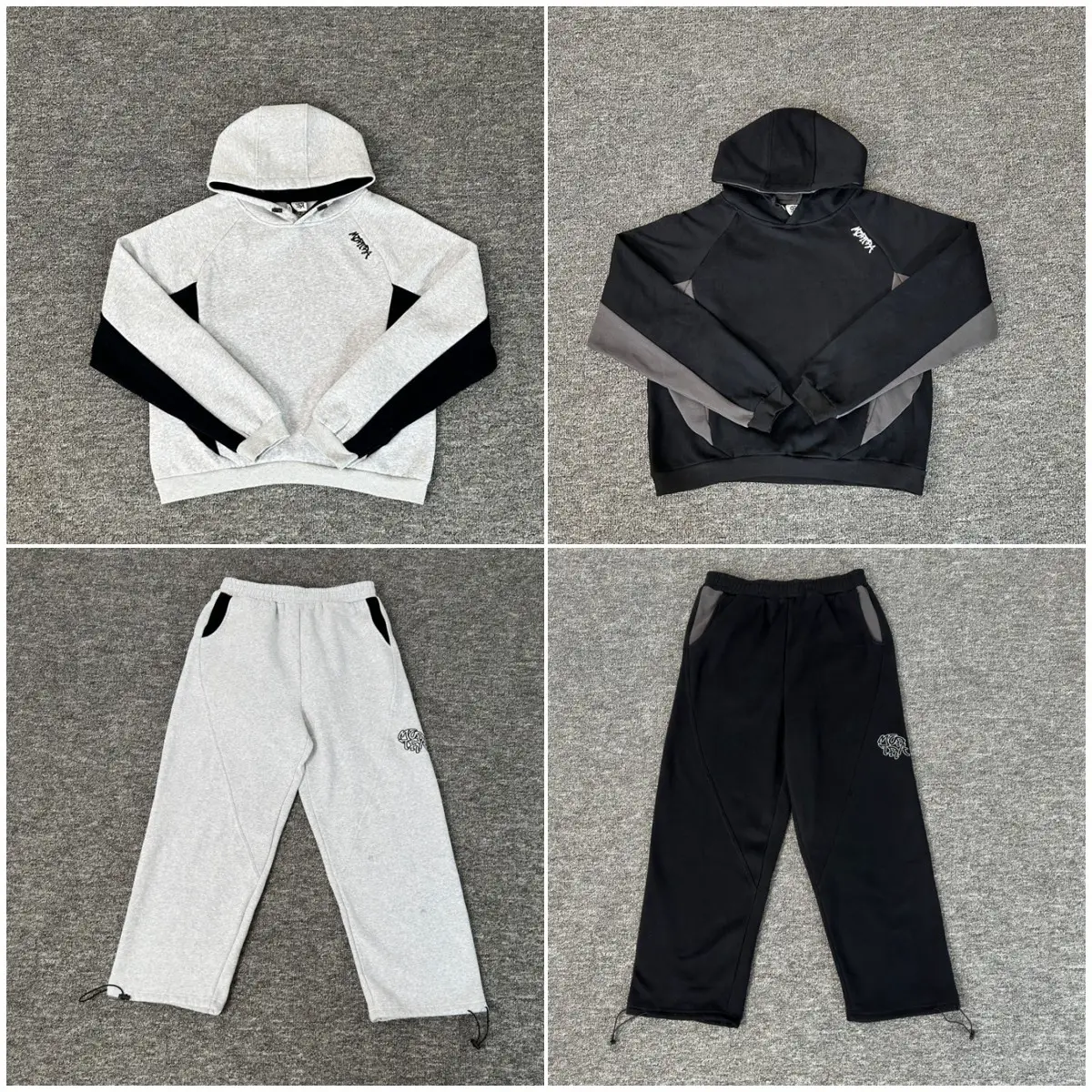 Foreign Trade Trendy Mertra Classic Embroidered High Street Casual Loose Thin Fleece Hooded Sweatshirt Straight-Leg Pants Set for Men