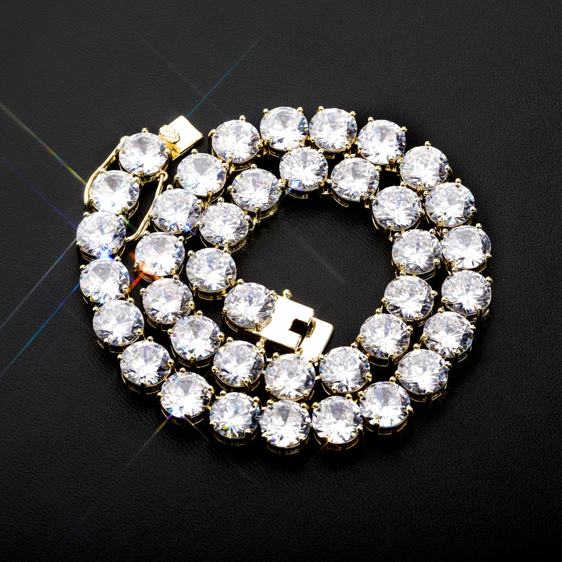 European and American Hip Hop Necklace 8-10mm Single Row Tennis Chain Full Diamond Men's and Women's Personality Trend tennis chain