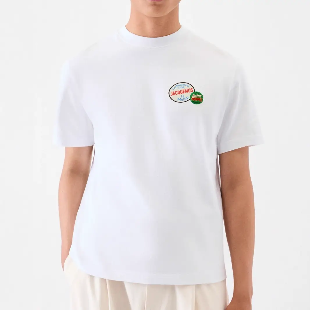 Cross-Border 25 Years Summer New Casual Round Neck Short-Sleeved T-Shirt for Men and Women, Simple and Fashionable Jacquemus Top
