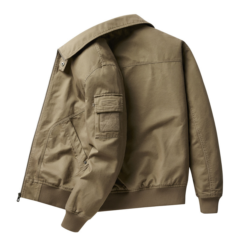 2024 New 95 Cotton Crock Jacket Men's Spring and Autumn Casual Loose High Collar Aviator Jacket Coat