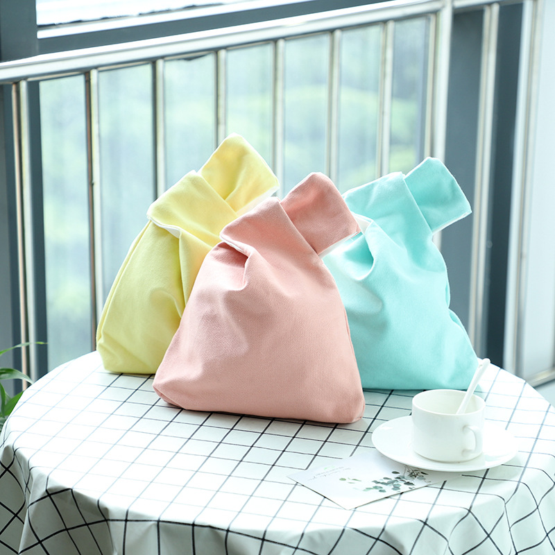 Japanese Style Hefan Wrist Bag Set Knot Wrist Strap Walking Mobile Phone Change Key Solid Color Simple Bag New Style
