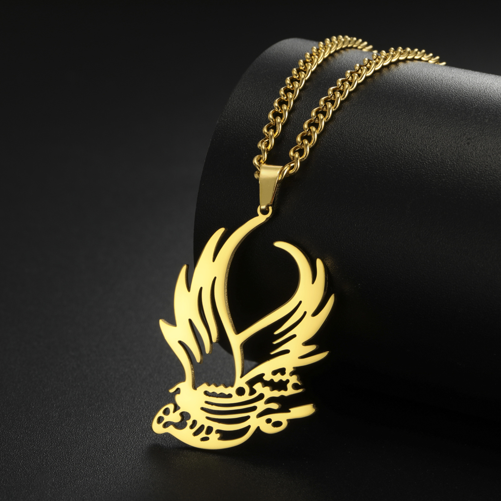Phoenix pendant necklace for Women Men hip hop stainless steel Firebird animal charm necklace neck chain jewelry wholesale