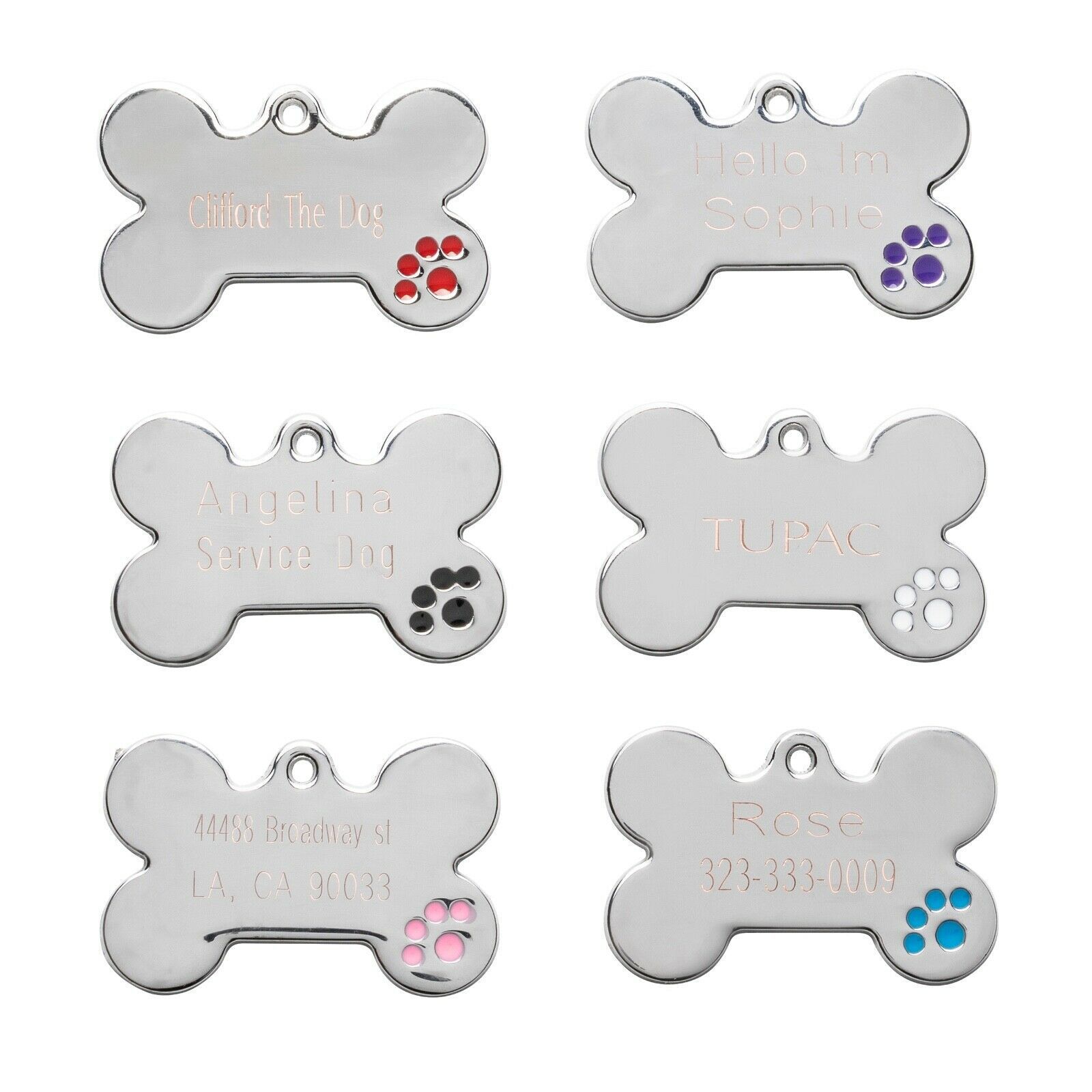 Wind Pet Necklace Collar Pendant Dripping Oil Soles Zinc Alloy Diamond Bone Dog Tag Anti-Lost Engraving Creative Gift