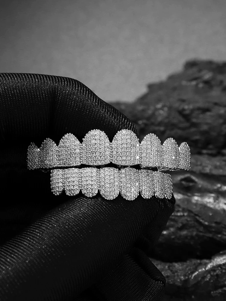 Hip-Hop Irregular Zircon 8-Tooth Zircon Small Grillz Hip-Hop Grillz Performance Rap Halloween Unisex Trendy