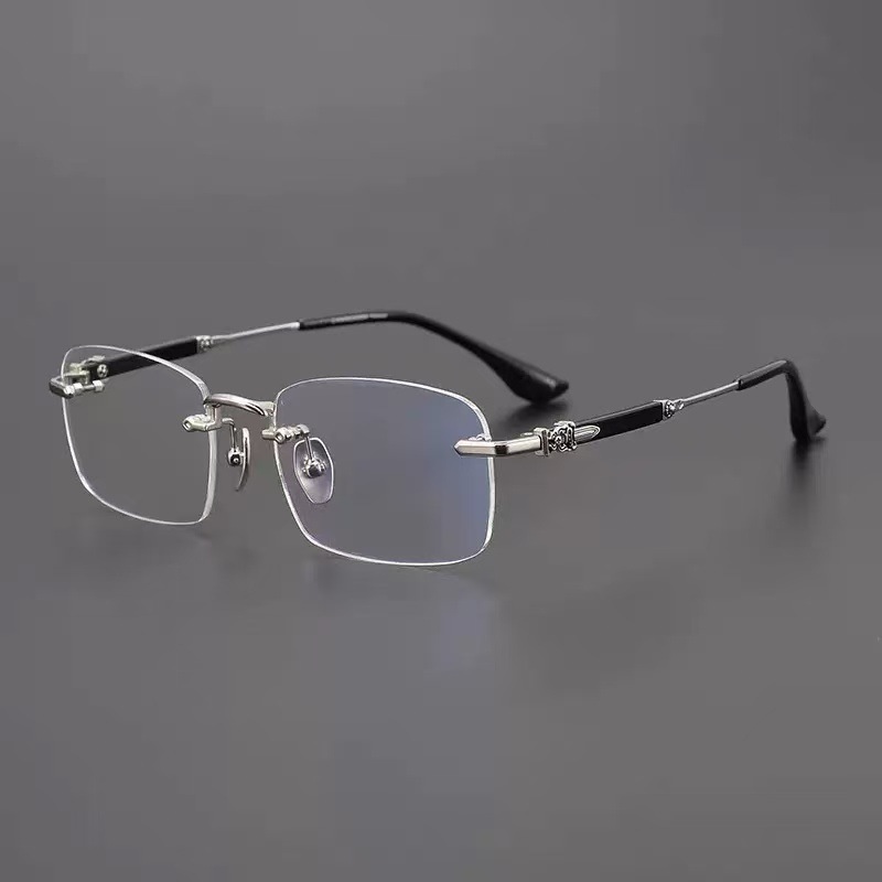 2025 New Retro Frameless Business Frame HD Men's Reading Glasses Box Reading Anti-Blue Light Old Man Mirror