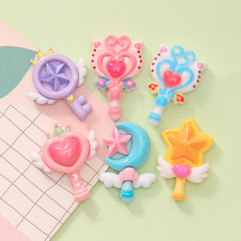 Cartoon magic wand diy cream gel refrigerator key chain hair accessories resin accessories material