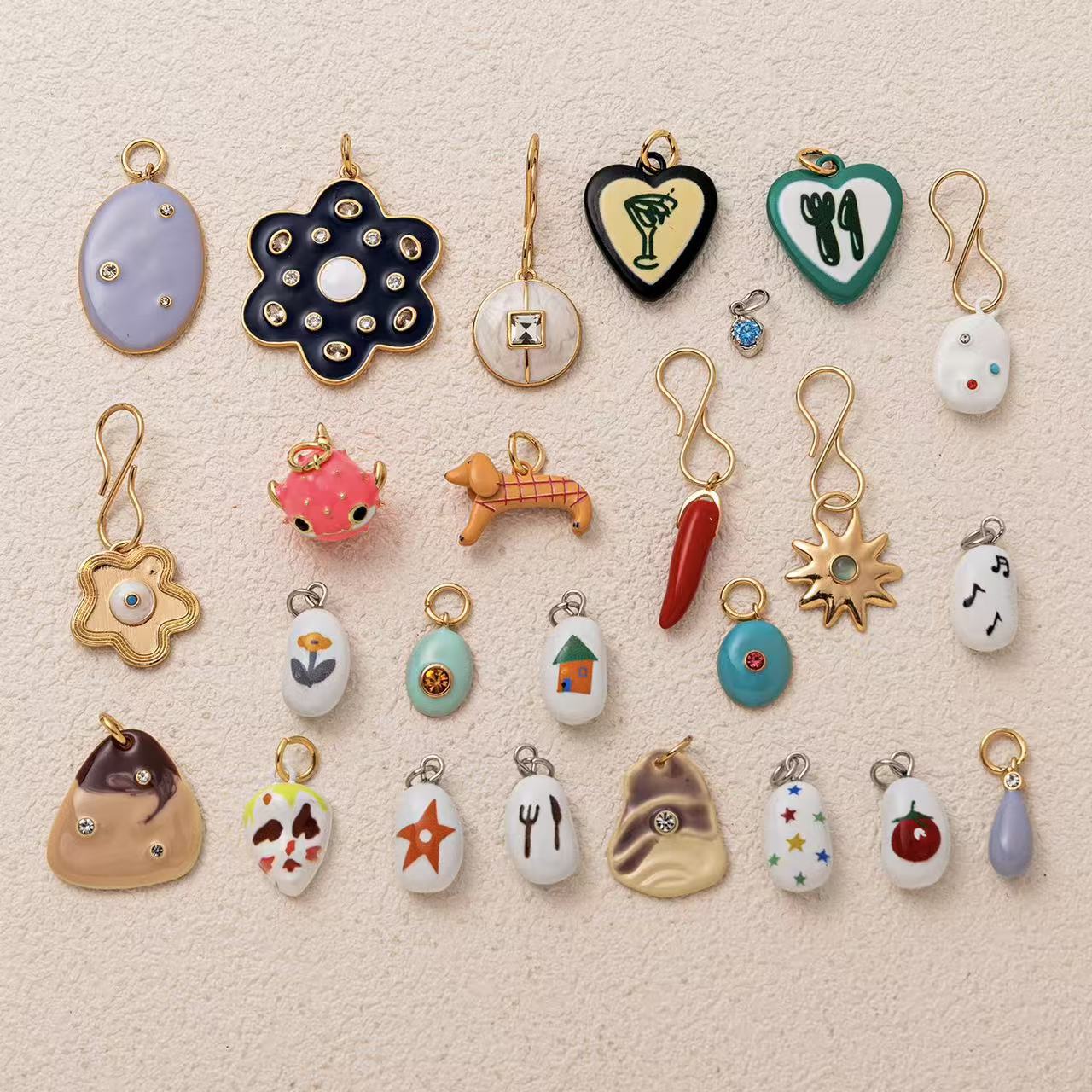 European and American Cross-Border Fashion Popular New Hot-Selling Irregular Pendants Multi-Color DIY Jewelry Accessories Copper Gold-Plated Protection