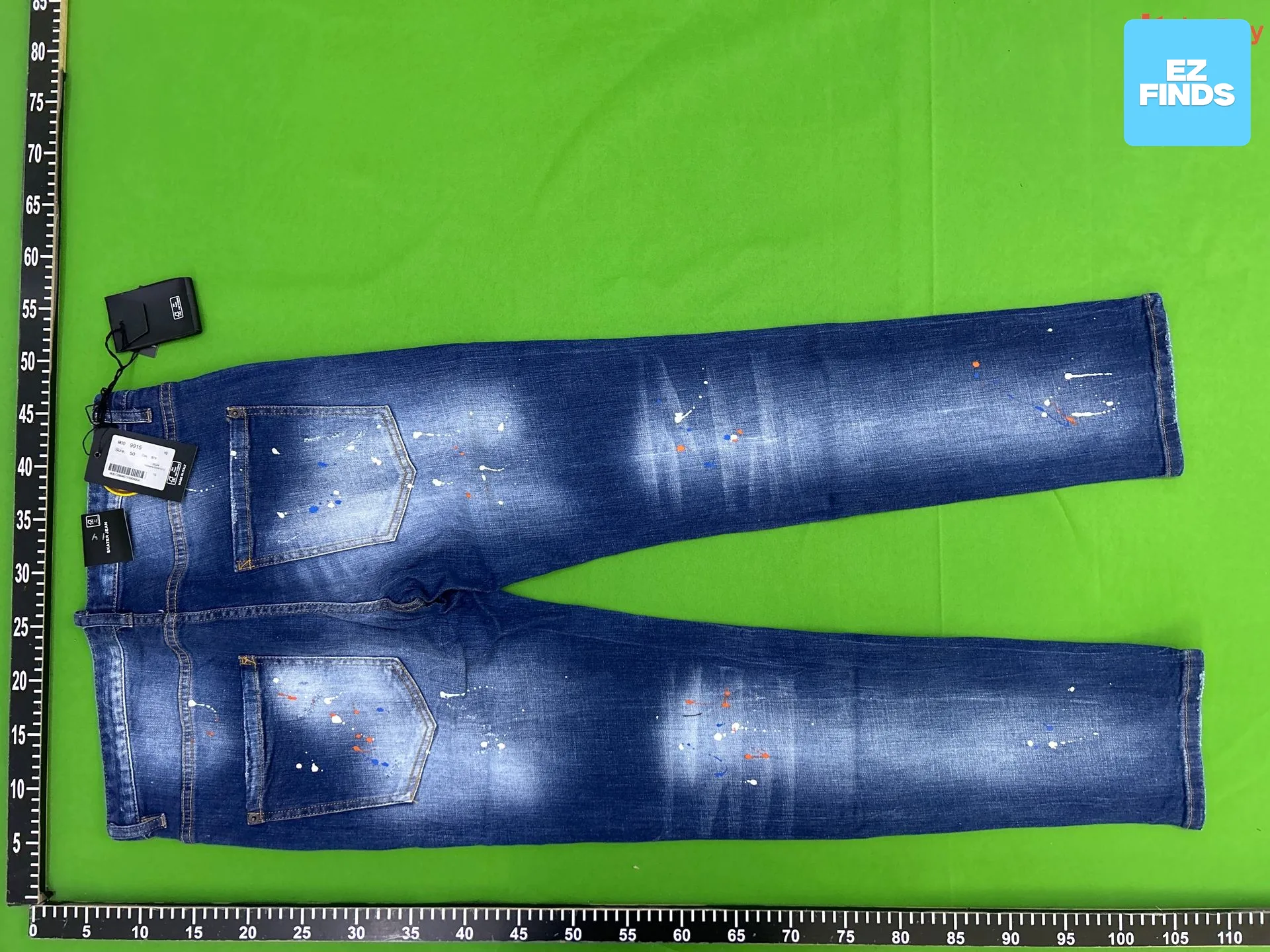 9915 Quadratic High Street Trendy Brand Jeans American Cross-border Men's Straight Jeans European Station Jeans — QC-foto 3