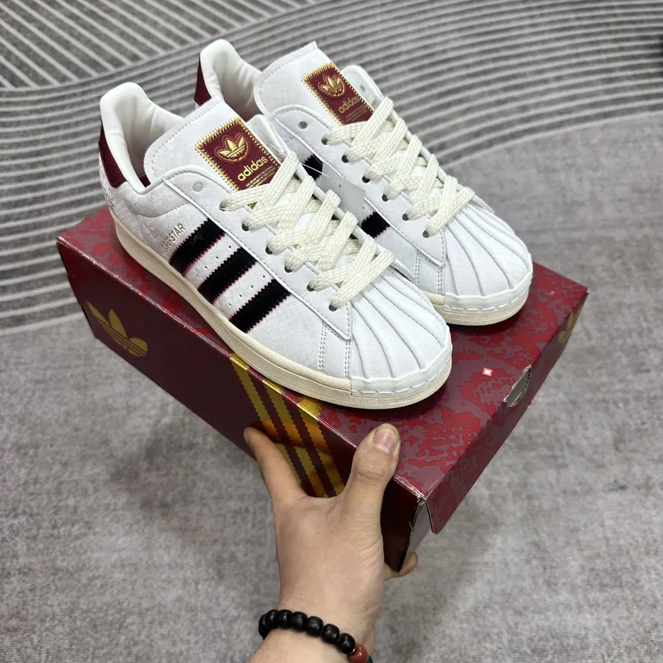 DM86VD市售天花板/全面优化改良出货【大硬盒/头层皮/刷胶鞋垫/环保颗粒鞋垫蛇年限定-贝壳头白红