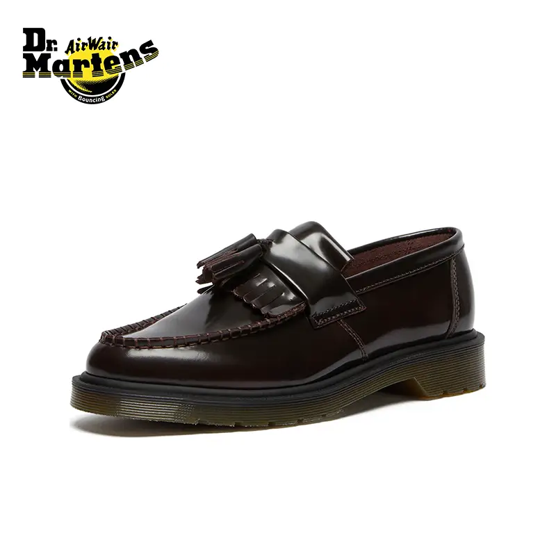 Dr.Martens Adrian Cherry Spring and Summer Slip-On Glossy Leather Cherry Red Loafers