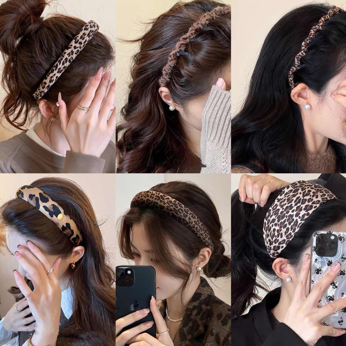 Autumn and Winter Vintage Plush Wrapping Wide-brimmed Leopard Hair Hoop Simple Elegant Hair Clips Hair Hoop Fashion High-end Hair Accessories for Women