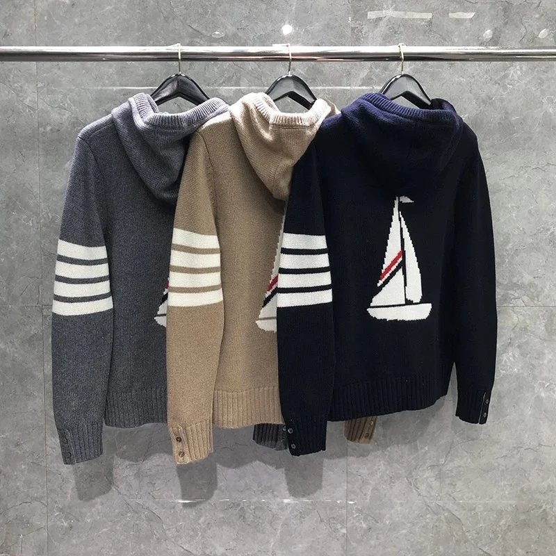 *拉链开衫秋冬情侣百搭休闲背后帆船针织连帽外套* foto QC de WEIDIAN en Qualit.ly
