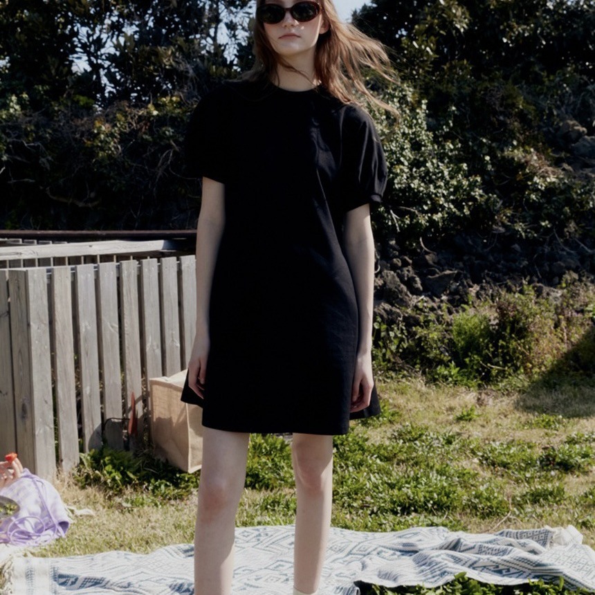 Now Korean Dongdaemun Designer and You Cotton Classic Short Round Neck Dress