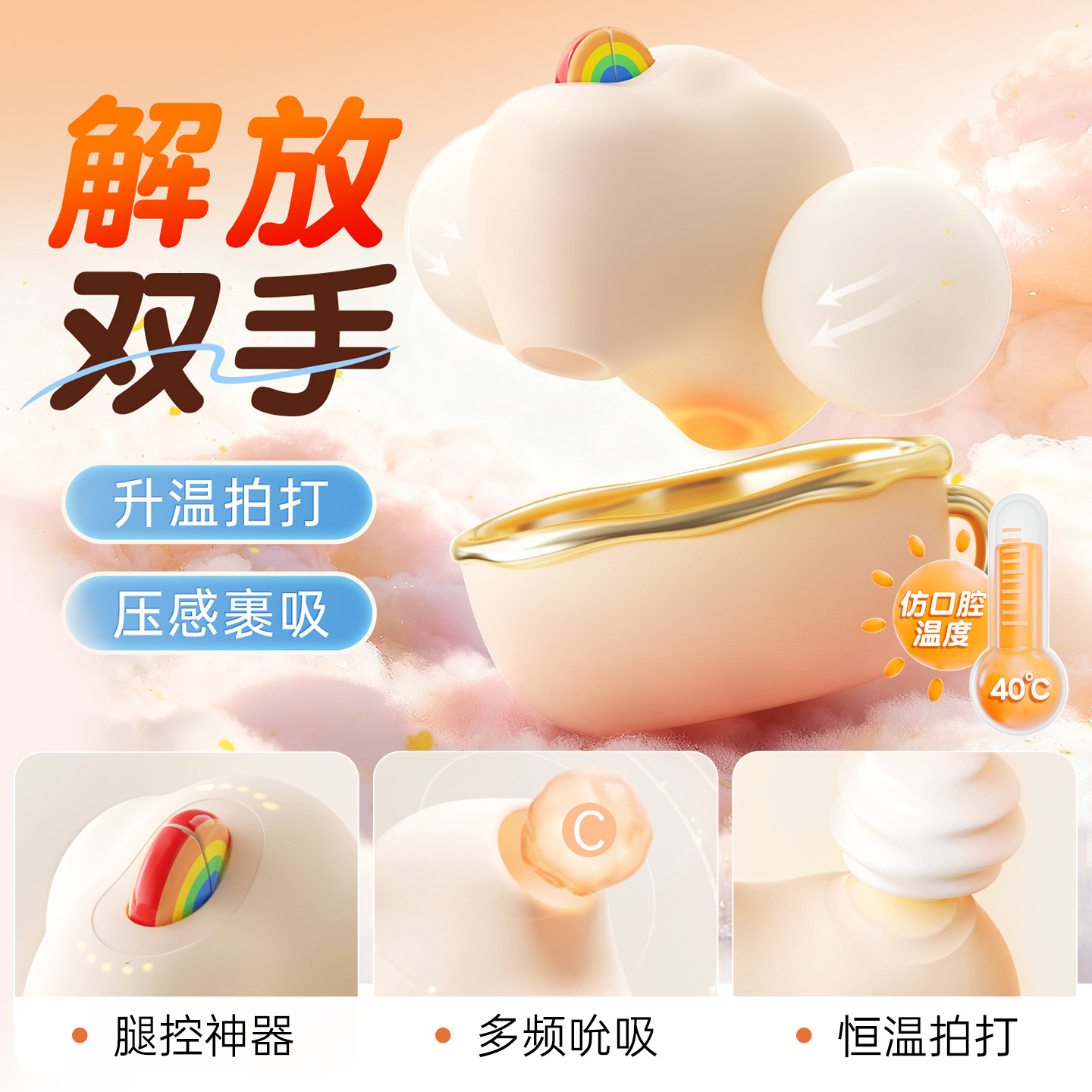 Ankoni Genting Bobo Sucking and Licking Device Sucking, Heating, Patting and Vibrating Female Masturbator Adult Supplies 54/Box
