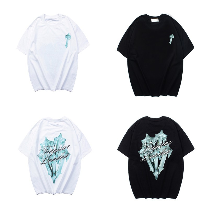 Summer Trapstar London American High Street Letter Printed Short-Sleeved T-Shirts for Men and Women, Loose Tops for Couples, Trendy