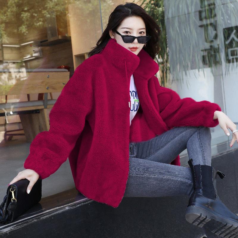Women's Fashionable Coat ins Winter Fleece-lined Thickened Double-sided Fleece Vertical Collar Warm Sweatshirt Women's Cardigan Zipper Fleece Clothes for Women