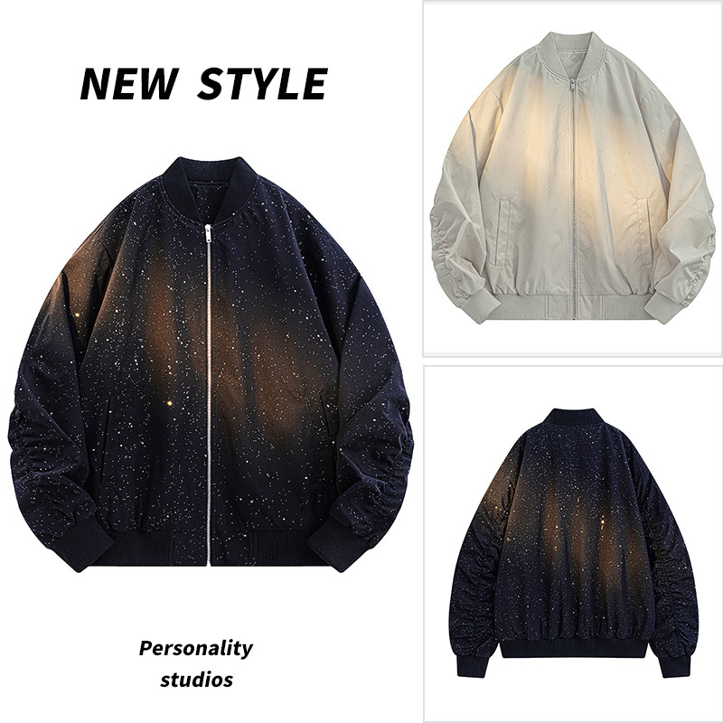 Korean version of the star baseball collar jacket men's autumn light luxury warm windproof jacket men's Jacket wholesale