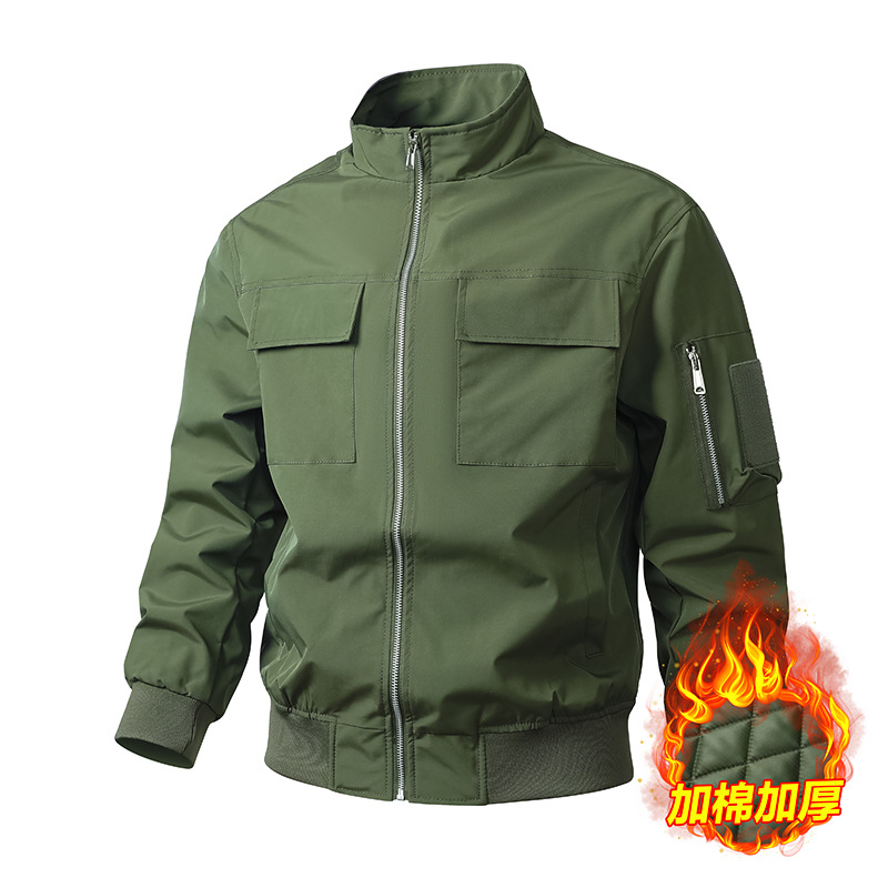 Cross-Border Thickened Men's Baseball Collar Flight Jacket Men's Fashion Trendy Coat Men's Large Pocket Autumn and Winter Versatile Jacket