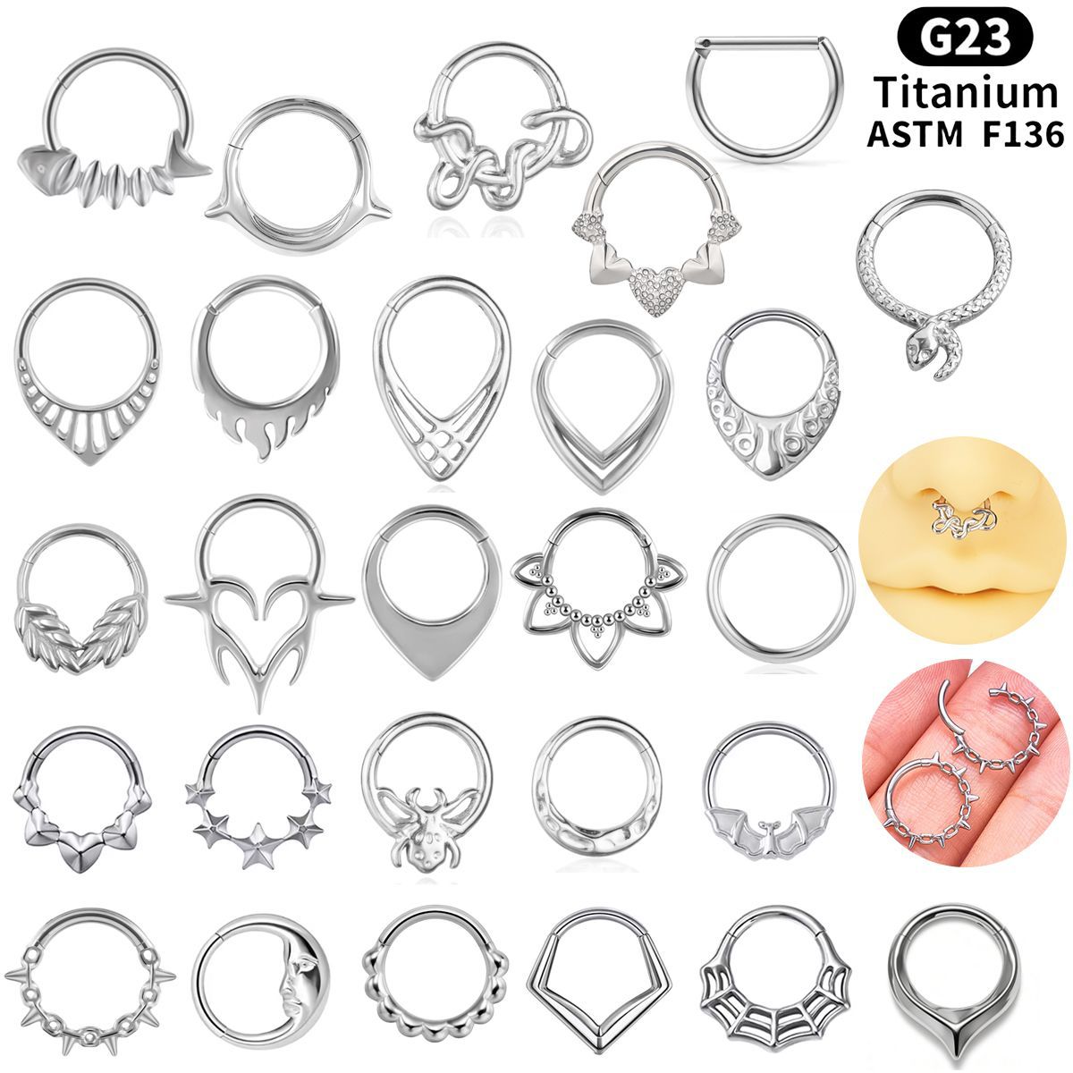 F136 Implant-Grade Medical Titanium Alloy Seamless Hoop Earrings, Ear Studs, Shower-Safe Earrings, Ear Cartilage Studs, Lip Rings, Nose Rings