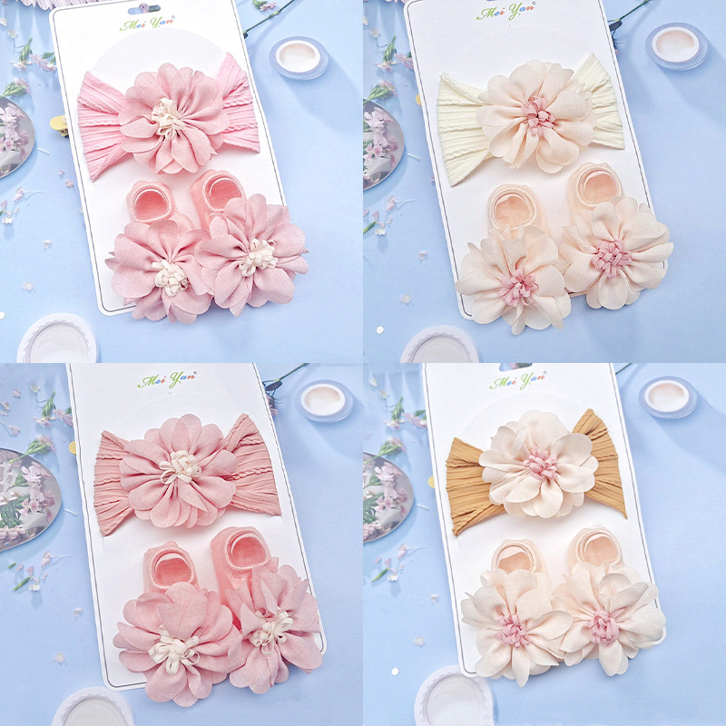 Cross Border Baby Hair Band Socks suit Baby Hair Band Floor Socks Baby Headband Children Hair Accessories Gift Box suit