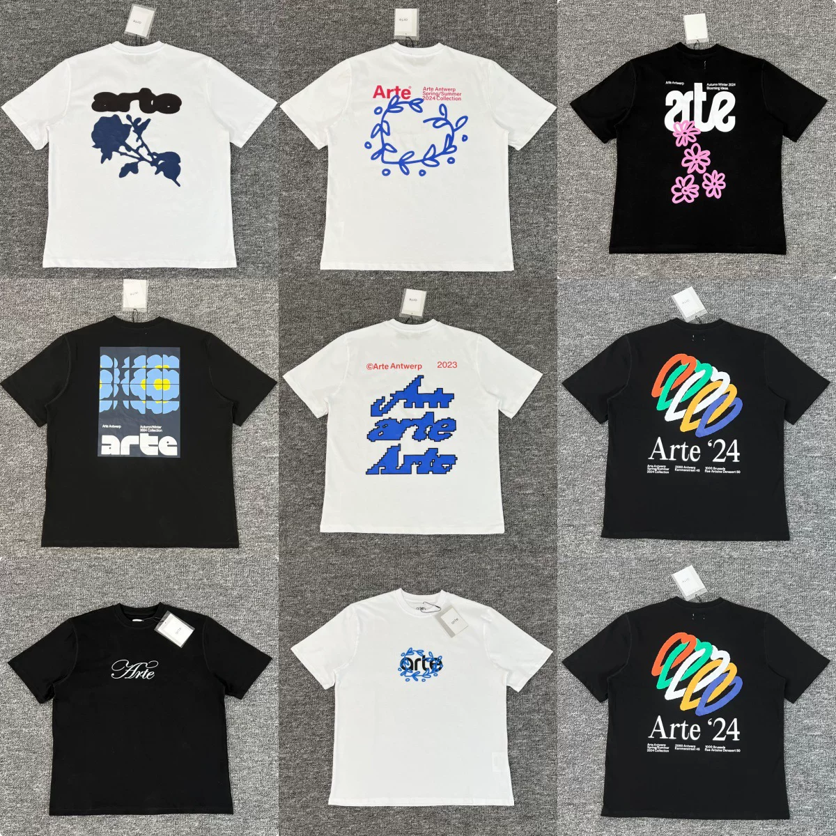 Cross border foreign trade ARTE new letter printing style personalized men's and women's couple short sleeved sweatshirt set sweater trend