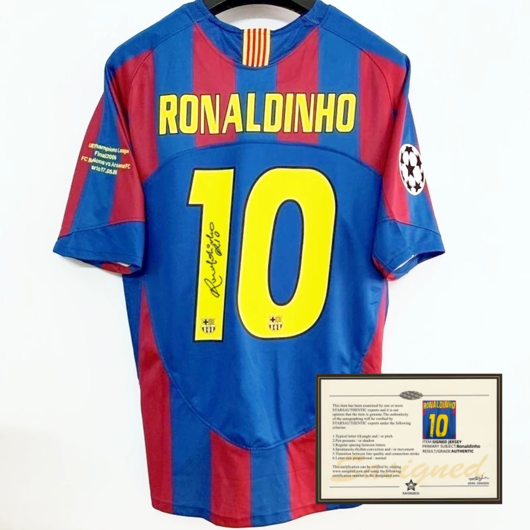 05-06 Season Ronaldinho Classic Retro Signed Jersey Soccer Jersey