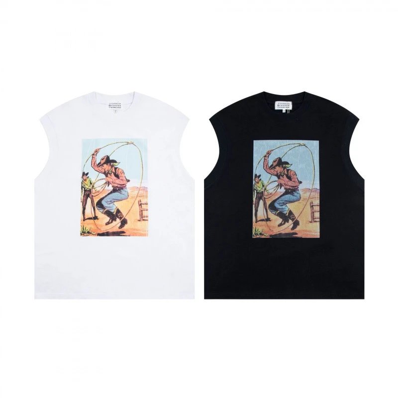 MM6 Maison Margiela sleeveless t-shirt with cowboy graphic