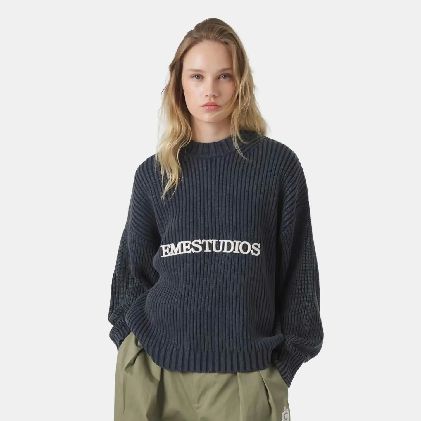 Cross-Border American Street Heart Retro Knitted Round Neck Sweater for Men and Women Loose Autumn and Winter Pullover Jacket Letters