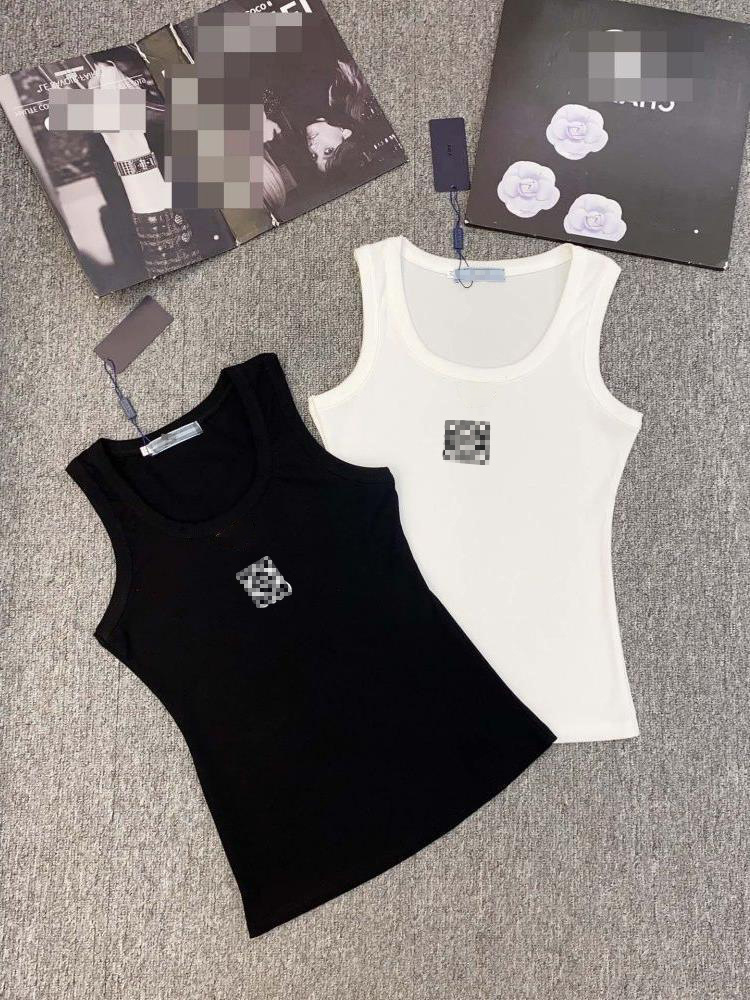 Knitted Summer Women's Embroidered Outerwear Ribbed Camisole Slim-Fit Tank Top Versatile Short Sleeveless Base Layer Foto QC de 1688 na Qualit.ly