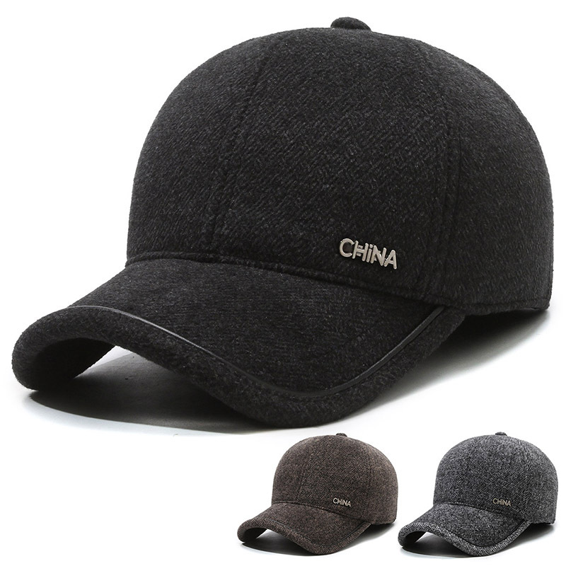 Woolen Hat for Men in Winter, Cold-Proof and Warm, Winter Cap for Middle-Aged and Elderly People, Dad Hat, Ear Protection, Outdoor Skiing